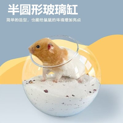 Half round glass bottle hamster bathroom shower basin dual-use sand basin anti gold wire bath transparent toilet splash product customization