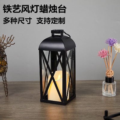 European style wrought iron wind lanterns, vintage hand-held candle lights, Chinese wedding decorations, horse lanterns, outdoor courtyard floor lamps, customized