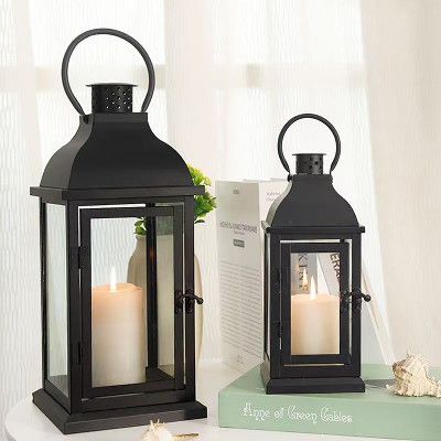 Iron candle stand with high aesthetic value, wind light, classical fashion, glass candle holder, light luxury, retro exquisite living room desktop decoration