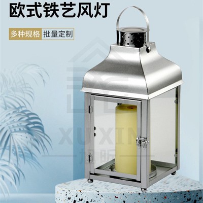 Metal Candleholder Handheld Iron Wind Light Candleholder European Wedding Hotel Home Courtyard Bar Decoration Customization