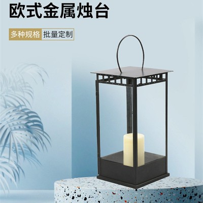 Handheld wrought iron wind lanterns, candle holders, vintage candle holders, simple and creative home decor, hotel dining table decorations, customized items