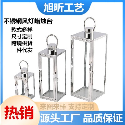 Silver Candle Taipei European Stainless Steel Wind Light Glass Craft Bar Hotel Home Table Decoration Decoration Ornament Customization