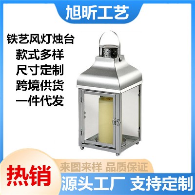 Silver candle holder European INS simple stainless steel light luxury candle holder decoration windproof light romantic home decoration