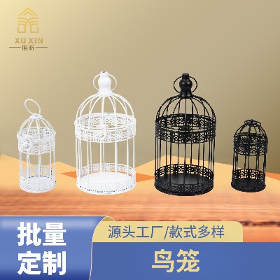 Bird cage shaped candle holder ornament, vintage dining table, romantic shelf, wooden table, bar with handle, wholesale