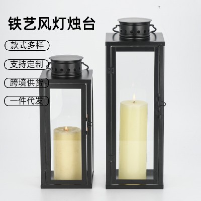 Iron art wind lantern festival candle holder retro candle stand art horse hotel home decoration craft holiday gift