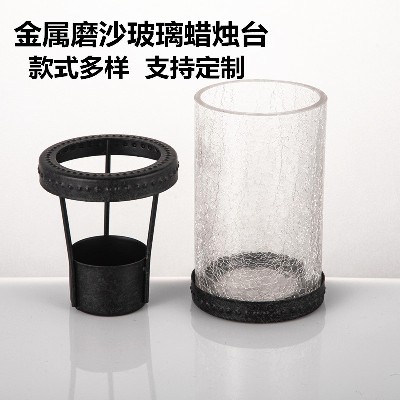 磨砂玻璃蜡烛台现代简约浪漫婚庆节日酒店家居餐桌装饰摆件品定制