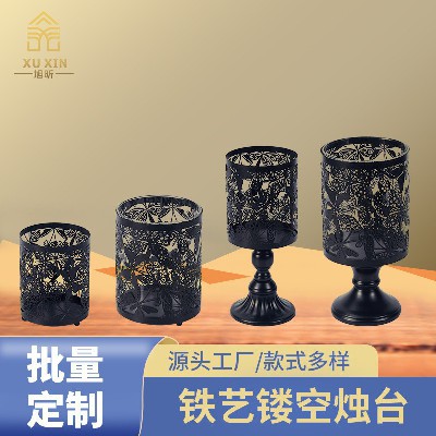 复古北欧蜡烛台西餐厅浪漫烛光晚餐装饰家居餐桌摆件铁艺烛台定制