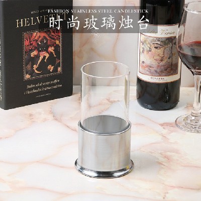 圆柱形蜡烛杯简约透明玻璃烛台浪漫风灯婚庆会场酒店装饰摆件定制