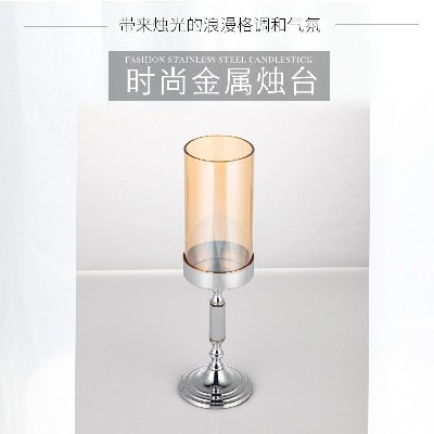 彩色玻璃蜡烛台现代简约家居婚庆浪漫玻璃工艺品节日烛台摆件定制
