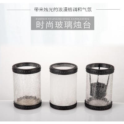 磨砂蜡烛台现代简约金属浪漫透明烛杯餐桌装饰时尚玻璃烛台可定制