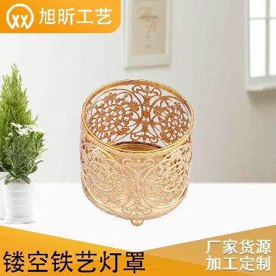 镂空铁艺烛台装饰摆件金属复古蜡烛台家居铁艺花边蜡烛台批发定制