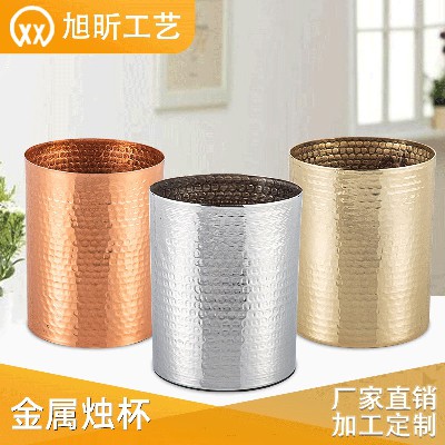 日系圆形创意金属烛台烛光晚餐浪漫蜡烛杯西餐厅装饰品摆件蜡烛杯