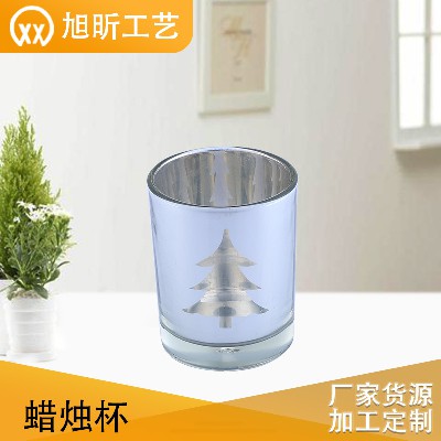 圣诞树蜡烛杯浪漫氛围烛杯玻璃烛台DIY家居装饰摆件节日用品 定制
