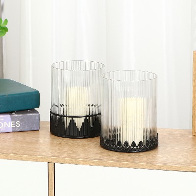 圣诞玻璃烛台浪漫酥油灯摆件家用现代简约煤油灯铁艺蜡烛台创意