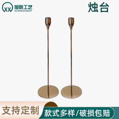 欧式蜡烛台金色单头铁艺烛台浪漫餐桌创意居家饰品婚庆品婚庆布置