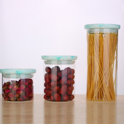 Sealed jar, glass bottle, transparent tea jar, kitchen food storage jar, miscellaneous grain storage jar, household storage jar with lid, customized