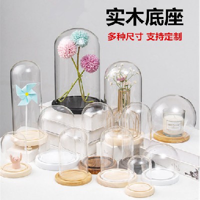 旭昕DIY定制转转底座永生花玻璃罩LED小夜灯生日情人节礼物