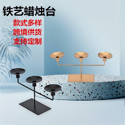 铁艺蜡烛台现代简约风格家居桌面装饰摆件烛光晚餐烛台道具饰品定