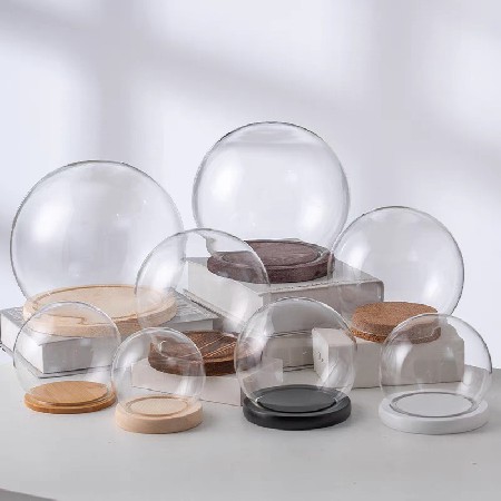 Spherical high borosilicate glass cover clay handmade gold jewelry dust cover storage display box can be customized