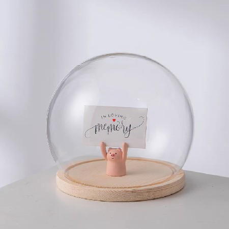 Spherical glass cover with wooden base, eternal flower snacks, cakes, figurines, accessories, storage display box customization