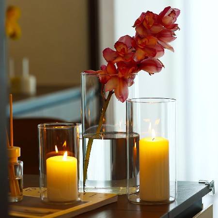 Cylindrical glass candle holder, glass vase, romantic wedding atmosphere, candle holder, home decoration ornaments, candle cup customization