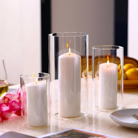 Glass candle holder, home decoration ornament, candle cup, cylindrical glass vase, romantic wedding atmosphere, custom candle holder