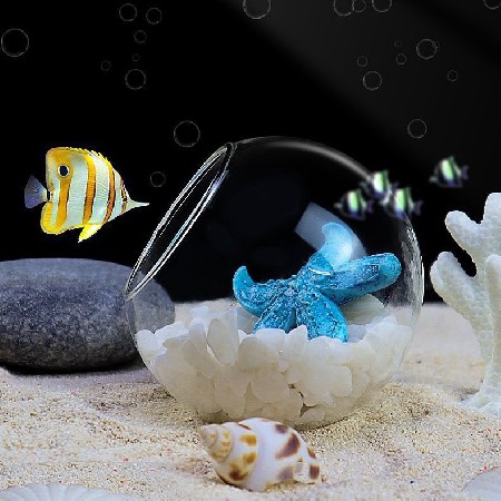 Mini goldfish tank, glass fish tank, hydroponic, round, simple, transparent living room, household small desktop decoration that can be customized