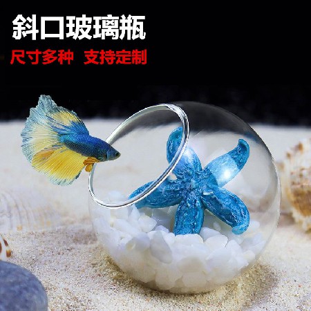 Transparent glass fish tank, simple hydroponic, circular living room, goldfish tank, mini household, small desktop decoration that can be customized