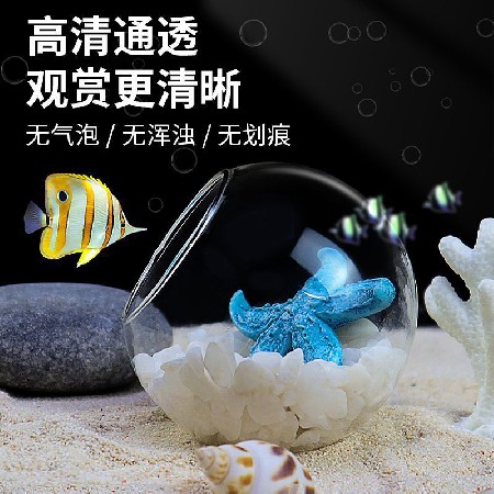 Transparent glass bottle, simple hydroponic fish tank, circular living room, goldfish tank, mini household, small desktop decoration customization