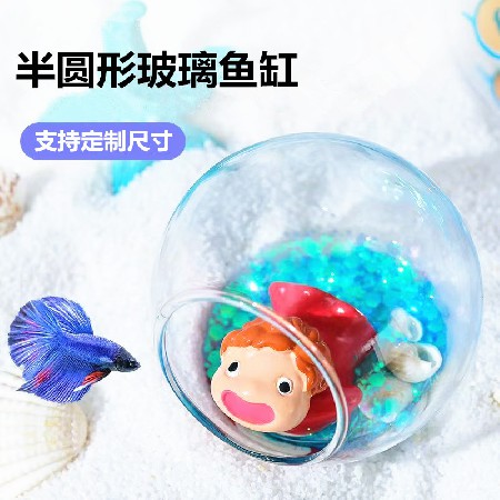Mini goldfish tank, transparent glass fish tank, simple hydroponic, circular living room, household small desktop decoration that can be customized