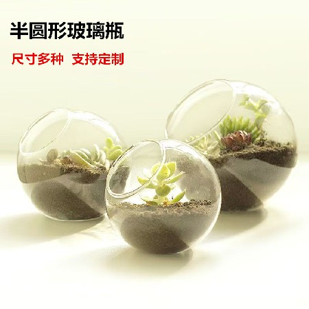 透明玻璃瓶简约水培鱼缸圆形客厅金鱼缸迷你家用小型桌面摆件定制