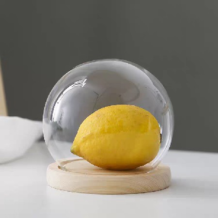 Glass cover ornament, colored luminous lamp holder, spherical antique wood retro luminous device exhibition, handmade gift customization