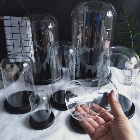 Creative high borosilicate glass cover transparent dust cover cake toy figurine eternal flower glass cover ornament can be customized
