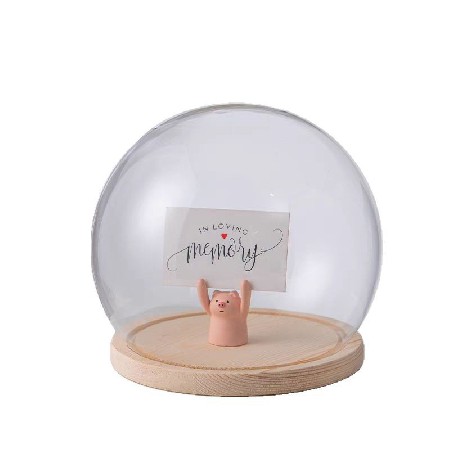 Spherical glass cover with wooden base, eternal flower snacks, cakes, figurines, accessories, storage display box customization