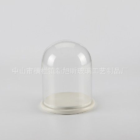 永生花U型玻璃罩手办模型防尘罩透明桌面摆件展示罩 木质底座定制