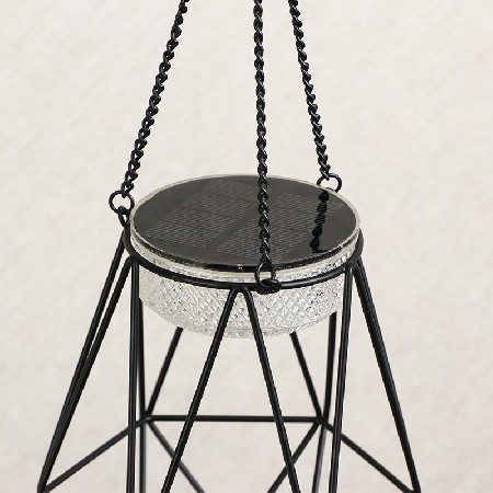 Solar powered night light, outdoor wrought iron pendant light, candle holder, home decor, coffee shop, bar, modern minimalist decoration, customization