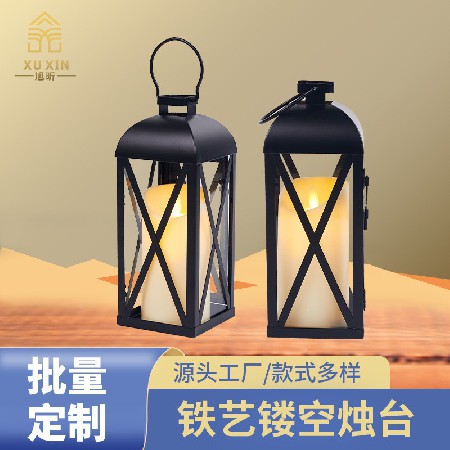 Candleholder, European style hand-held iron wind lamp, retro Chinese wedding decoration, horse lamp, outdoor courtyard floor lamp, customized