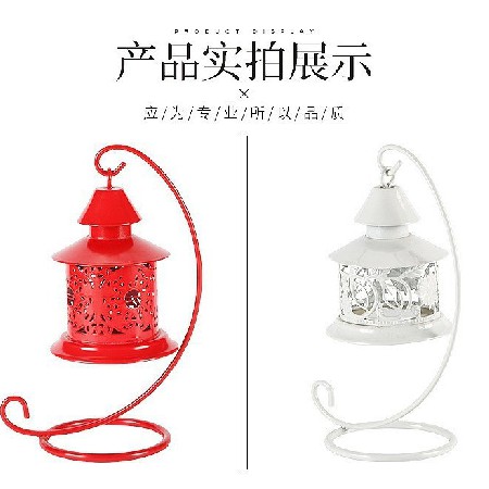 金属铁艺蜡烛台时尚个性家居装饰摆件镂空白色风灯蜡烛器皿可定制