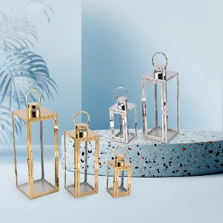 Silver Candle Taipei European Stainless Steel Wind Light Glass Craft Bar Hotel Home Table Decoration Decoration Ornament Customization