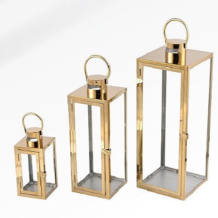 Golden Candle Taipei European Stainless Steel Wind Light Glass Craft Bar Hotel Home Table Decoration Ornament Customization