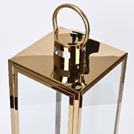 Golden Candle Taipei European Stainless Steel Wind Light Glass Craft Bar Hotel Home Table Decoration Ornament Customization