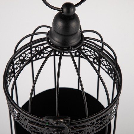 Simple and creative birdcage candle holder, black European retro candle holder, restaurant home decoration pendant, iron hollow out customization
