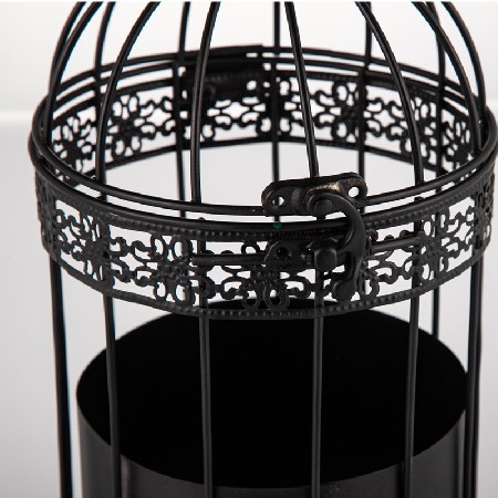 Simple and creative birdcage candle holder, black European retro candle holder, restaurant home decoration pendant, iron hollow out customization