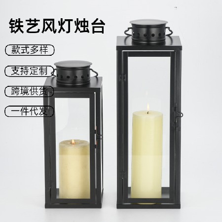Iron art wind lantern festival candle holder retro candle stand art horse hotel home decoration craft holiday gift