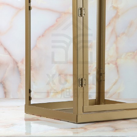 European retro minimalist wrought iron glass candle stand, courtyard outdoor floor standing wind lamp, dining table decoration ornaments customization