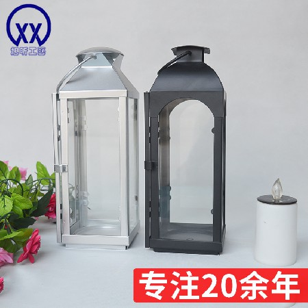 European style creative wrought iron wind light outdoor LED glass wind light candle holder home decoration ornament photography prop customization