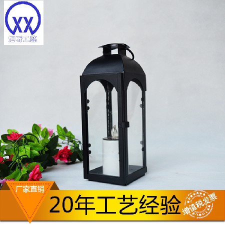 European style creative wrought iron wind light outdoor LED glass wind light candle holder home decoration ornament photography prop customization