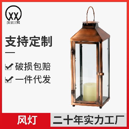 精致创意小风灯酒吧蜡烛台金色时尚家居摆件餐厅酒店蜡烛风灯定制