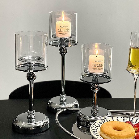 Light luxury retro candle holder household props romantic candlelight dinner candle pedestal dining table decoration ornaments customization