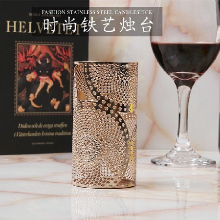 Metal candle holder hollowed out retro iron square candlestick creative home decoration wedding hotel decoration can be customized